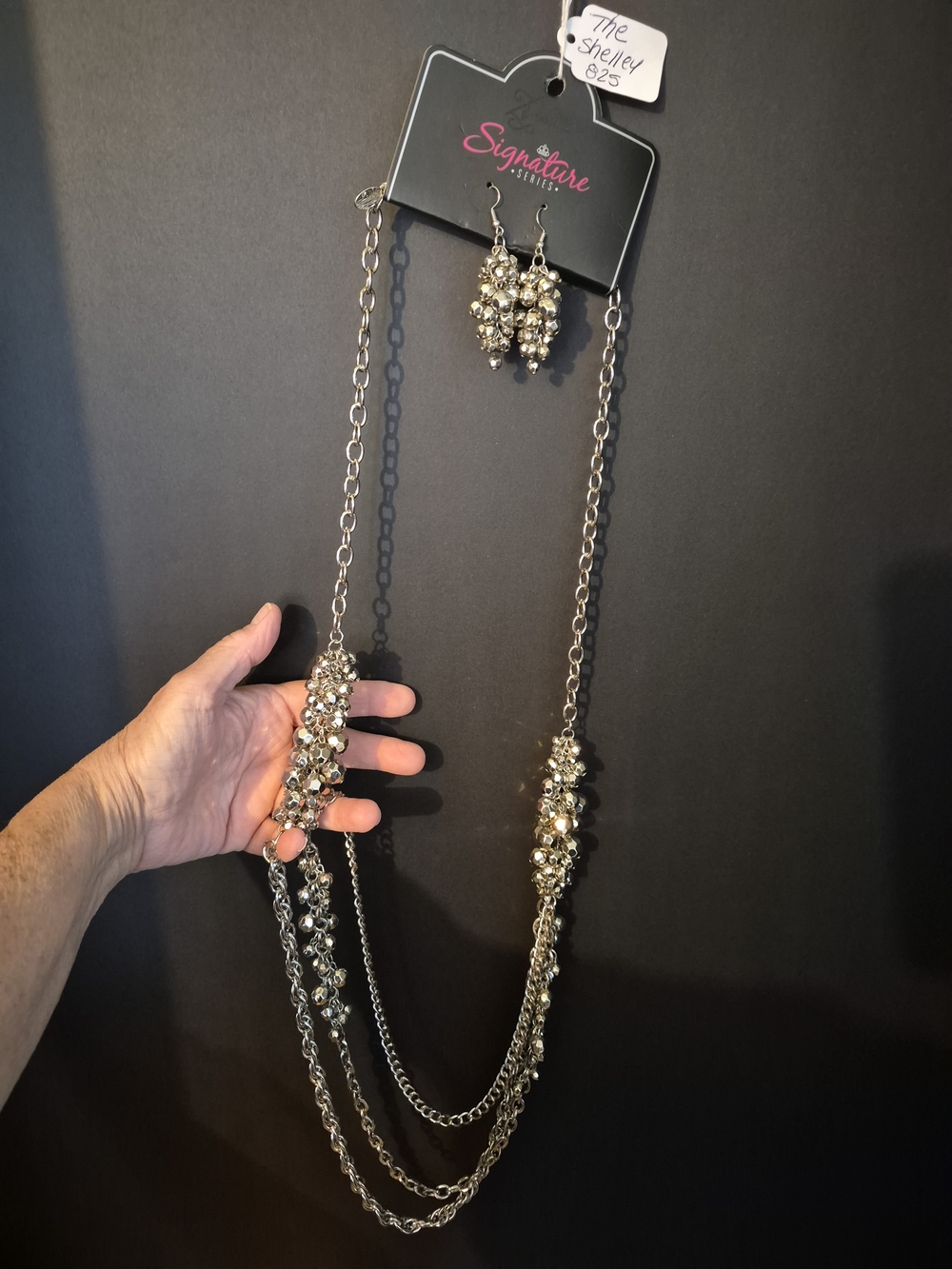 Signature Studio Silver-Tone Crystal Multi-Strand Necklace & Earring Set